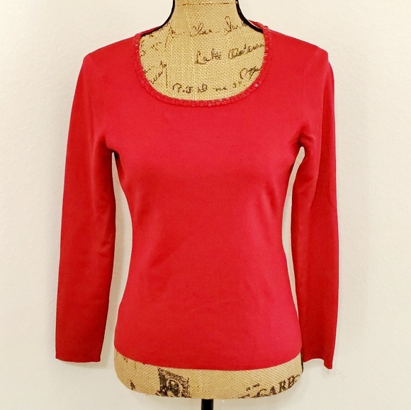 Petite Sophisticate Tops - Petite Sophisticate•Rich red top/sweater•beads